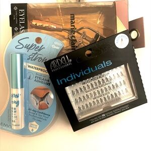 Brush on eye lash adhesive,56 ct individual knot free lashes and eyelash curler.